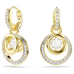 Hyperbola drop earrings Round cut, White, Gold-tone plated